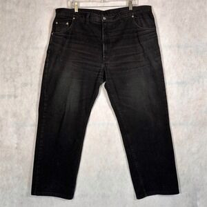 St. Johns Bay Jeans Mens 42 Black Good Straight Leg Faded Denim 100% Cotton